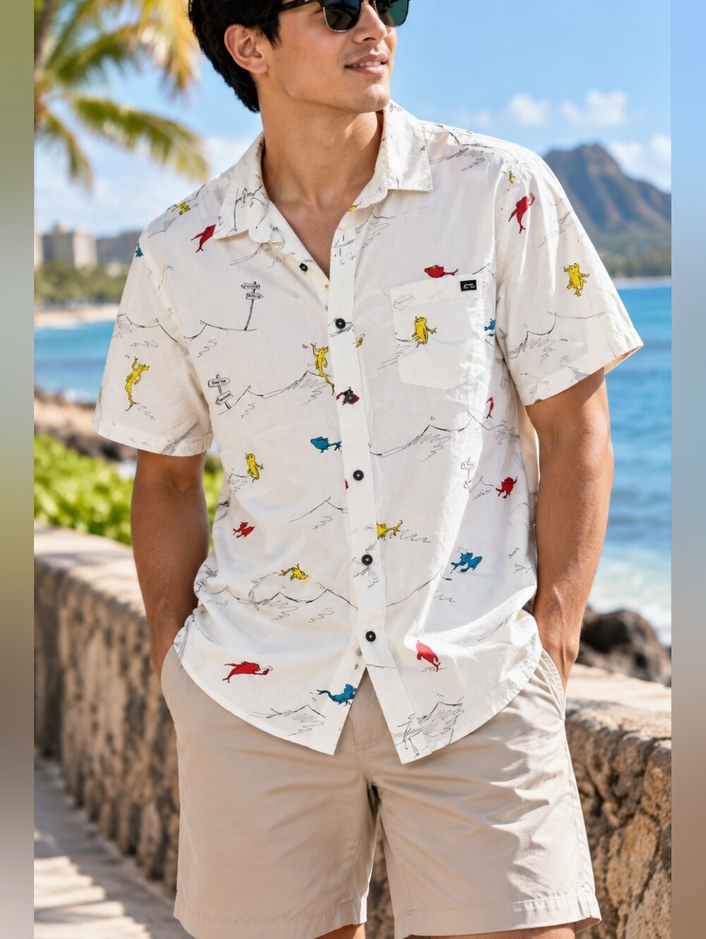 Billabong x Dr. Seuss Men’s White Graphic Button-Up Shirt Size L